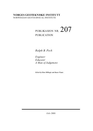 Ralph B. Peck — Engineer, Educator, A Man of Judgment