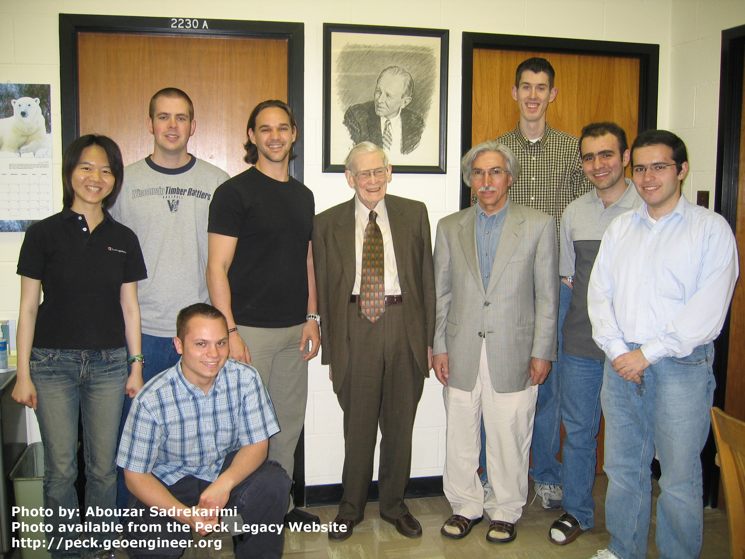 Photo#99: University of Illinois (left to right: Chienwein Huang, Ben Mattson, Aaron Sacks, Daniel Servigna, Ralph Peck, Gholamreza Mesri, David Groholski, Abdolreza Osouli, Abouzar Sadrekarimi).