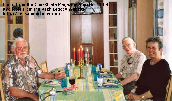 Photo#118: In Norway, with daughter Nancy and son-in-law Allen. Photo from the Geo-Strata Magazine Sep/Oct 2008.