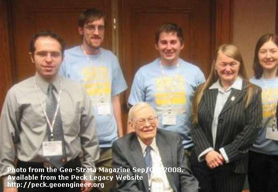 Photo#115: At the Geo-Denver 2007 Conference, in Denver. CO. From left to right: Abouzar Sadrekarimi, JimHansen, David Jaromin, Dr. Suzanne Lacasse, Nejan Huvaj. Photofrom the Geo-Strata Magazine Sep/Oct 2008.